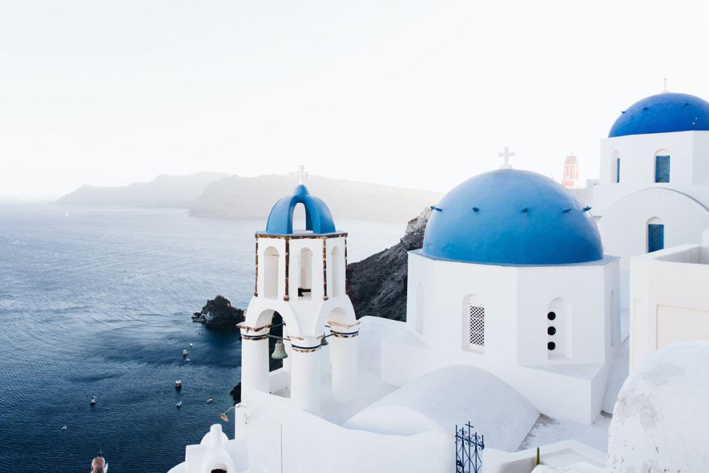 Buyahol.com Santorini view of the sea with white buildings